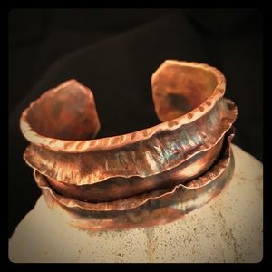 Handcrafted, organic copper cuff bracelet